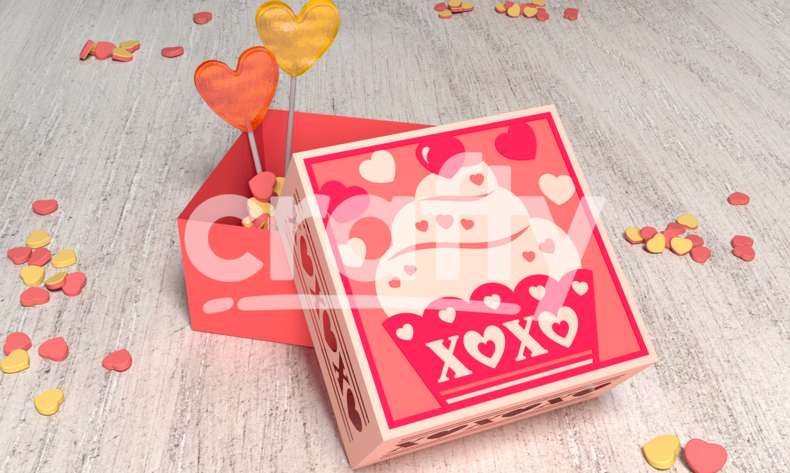 Valentine's Day paper cut box | Cupcake SVG | Xoxo SVG | Crafty