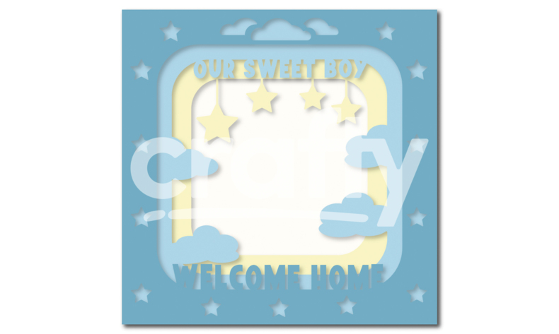Baby Boy Shadow Box SVG | Welcome home Paper Cut Design | Crafty